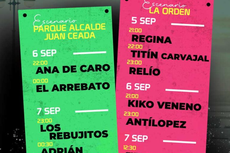 conciertos La Cinta 2024 del 5 al 8 de septiembre Parque Alcalde Juan Ceada La Orden El Arrebato Kiko Veneno Regina Antilopez