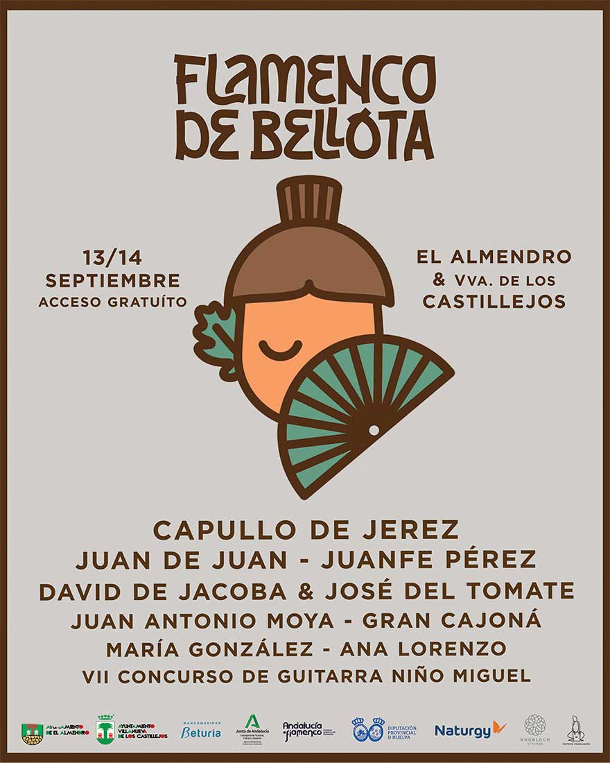 festival flamenco de bellota el Almendro Villanueva de los Castillejos 2024 13 14 de septiembre Capullo de Jerez Juan de Juan Juanfe PErez David de Jacoba Jose del Tomate acceso gratuito